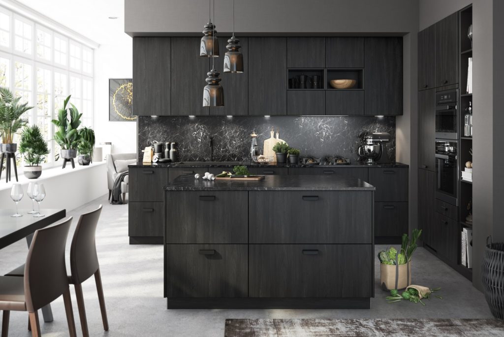 Modern dark wood kitchen cabinets