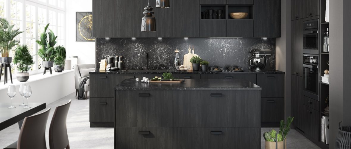 Bauformat Dark wood kitchen cabinets made in Germany